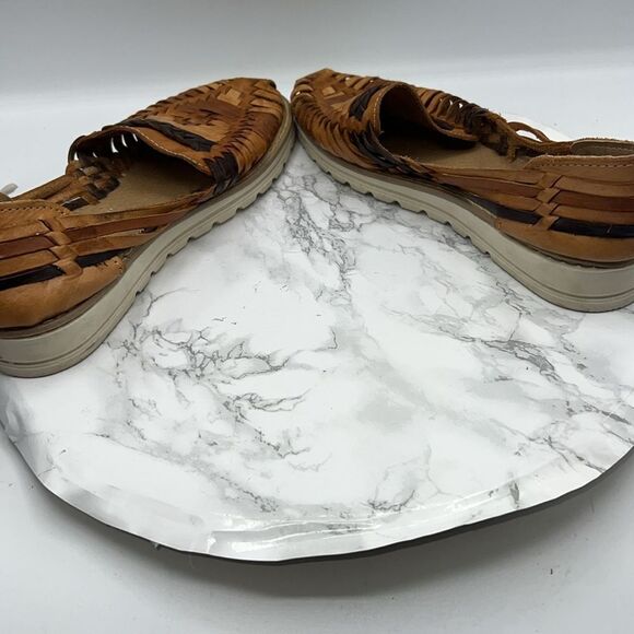 VISAR Mexican Leather Brown and Tan Huaraches Flats-9.5 - Picture 6 of 8